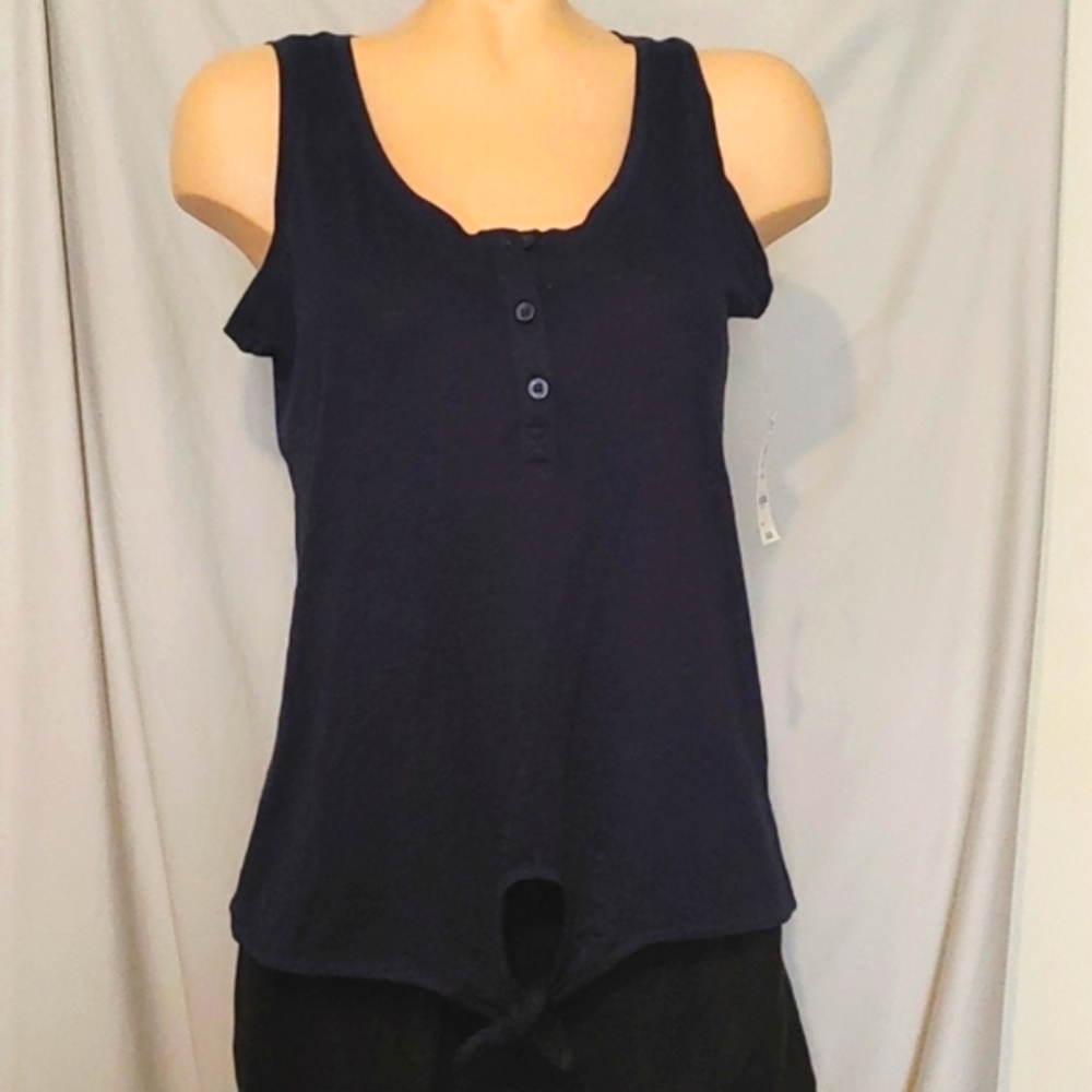 Navy tie front tank top,NEW